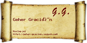 Geher Gracián névjegykártya